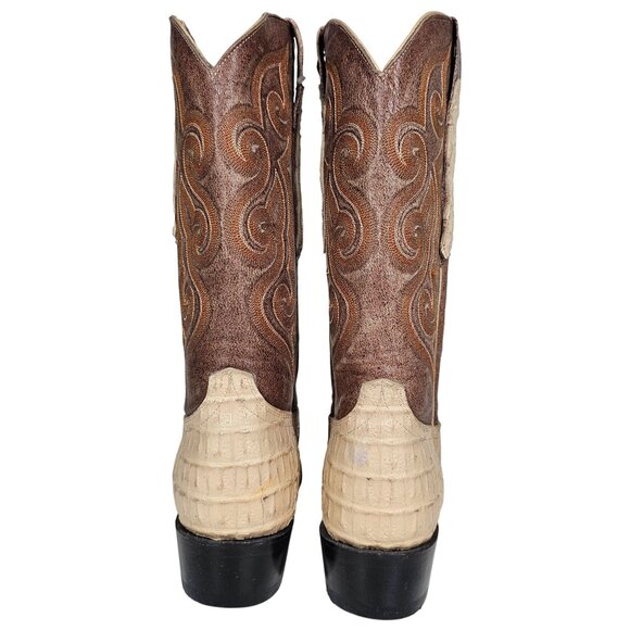 Sedona West Men's Genuine Hornback Caiman Tail Cut Cowboy Boots Tan Brown 6.5D - Picture 10 of 15